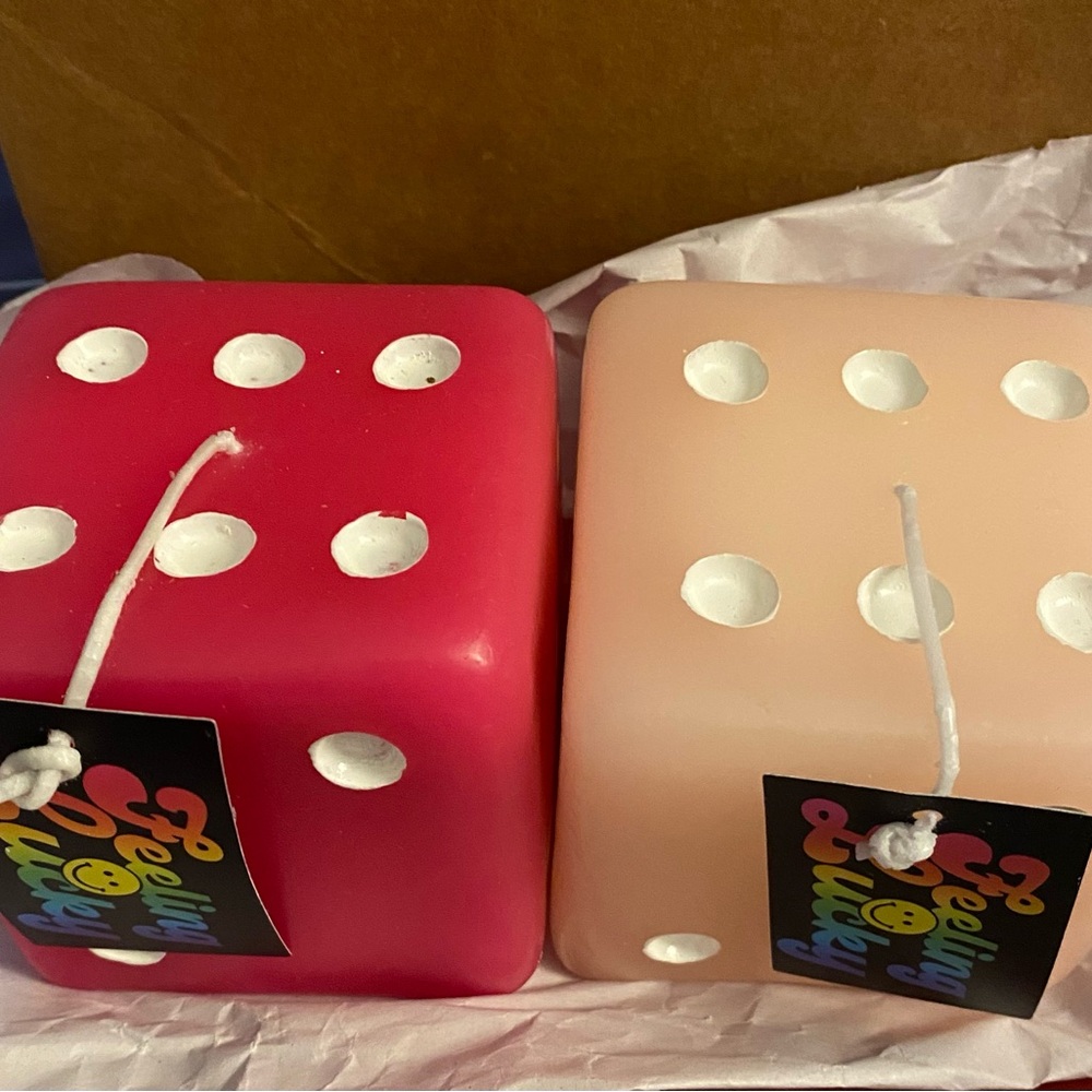 Red and Cream Dice Candles